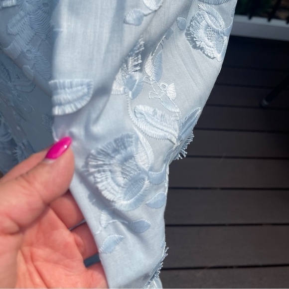 MARCHESA Notte Dress Floral Cotton embroidered maxi Blue - Dust Color Sz 6 - Picture 14 of 17